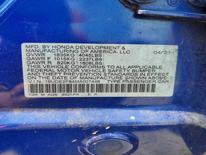 Aukcja sprzedaży 2021 Acura Ilx, vin: 19UDE2F84MA007448, numer aukcji: 68595026