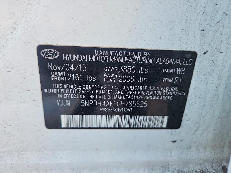 Продажа на аукционе авто 2016 Hyundai Elantra, vin: 5NPDH4AE1GH785525, номер лота: 69815526