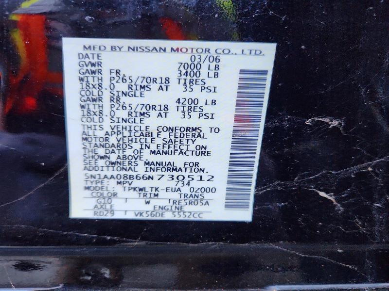 67868036 :رقم المزاد ، 5N1AA08B66N730512 vin ، 2006 Nissan Armada مزاد بيع