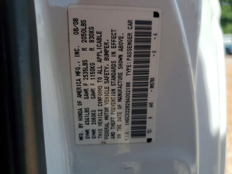 Aukcja sprzedaży 2009 Honda Accord, vin: 1HGCS22829A002198, numer aukcji: 67859856