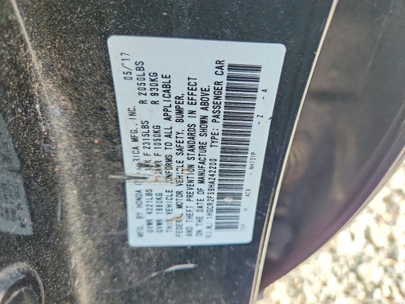 68660136 :رقم المزاد ، 1HGCR2F59HA242200 vin ، 2017 Honda Accord مزاد بيع