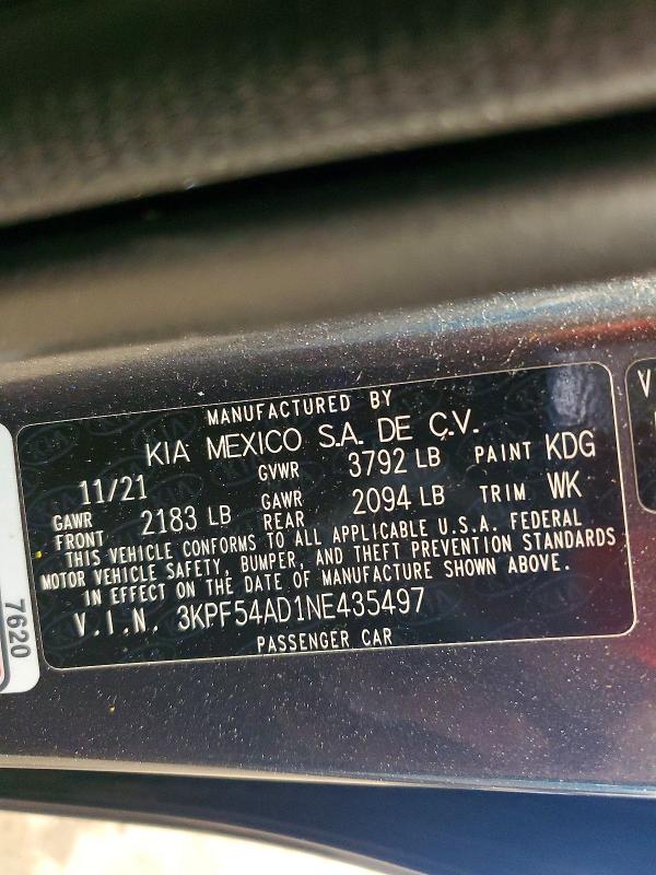 Aukcja sprzedaży 2022 Kia Forte, vin: 3KPF54AD1NE435497, numer aukcji: 67804156