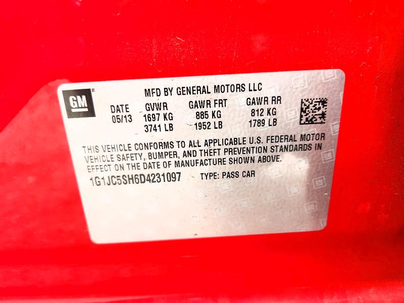 Aukcja sprzedaży 2013 Chevrolet Sonic, vin: 1G1JC5SH6D4231097, numer aukcji: 70024586