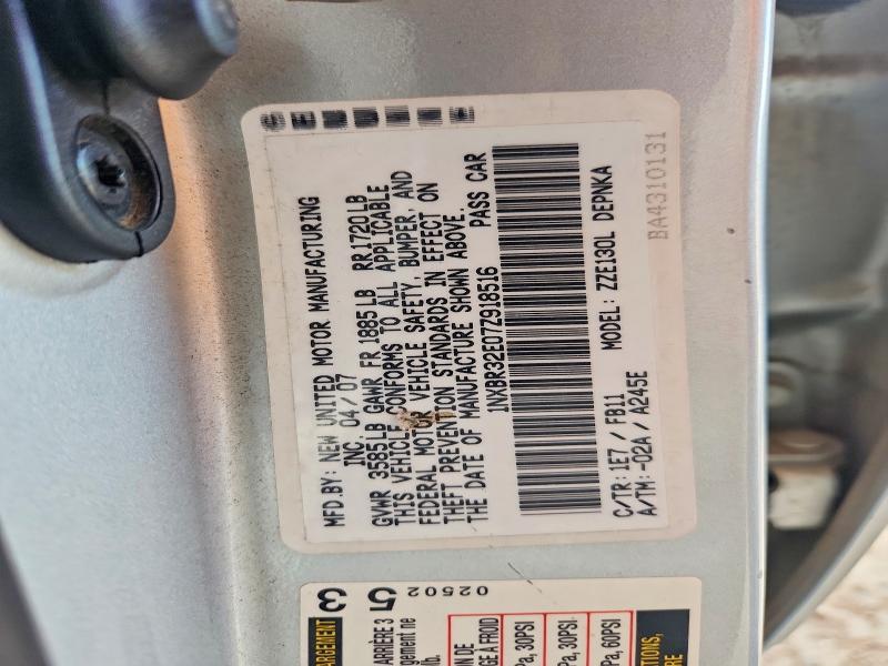 68853566 :رقم المزاد ، 1NXBR32E07Z918516 vin ، 2007 Toyota Corolla مزاد بيع