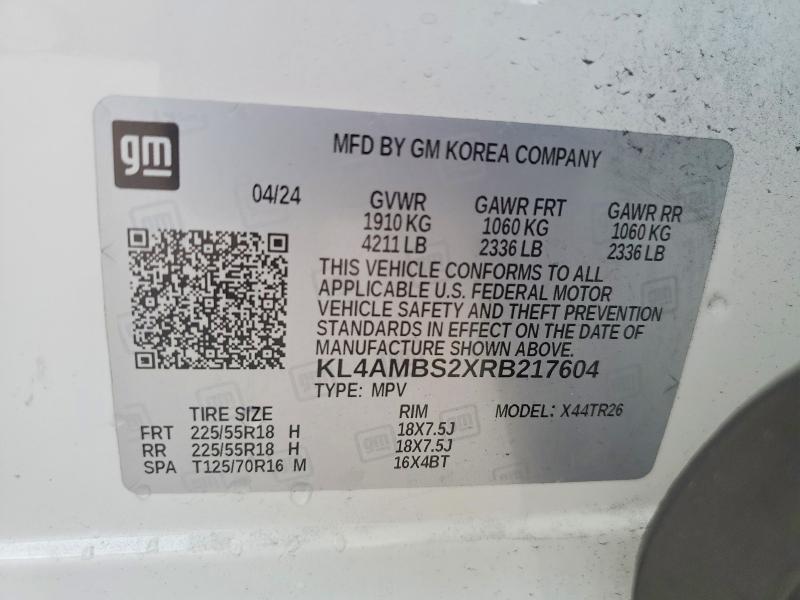 66518766 :رقم المزاد ، KL4AMBS2XRB217604 vin ، 2024 Buick Encore Gx مزاد بيع