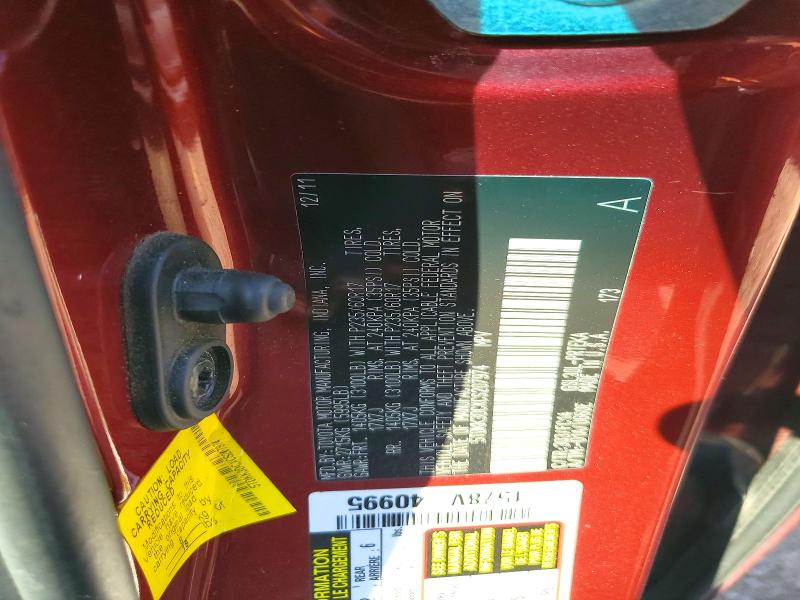 67455346 :رقم المزاد ، 5TDKK3DCXCS207974 vin ، 2012 Toyota Sienna مزاد بيع