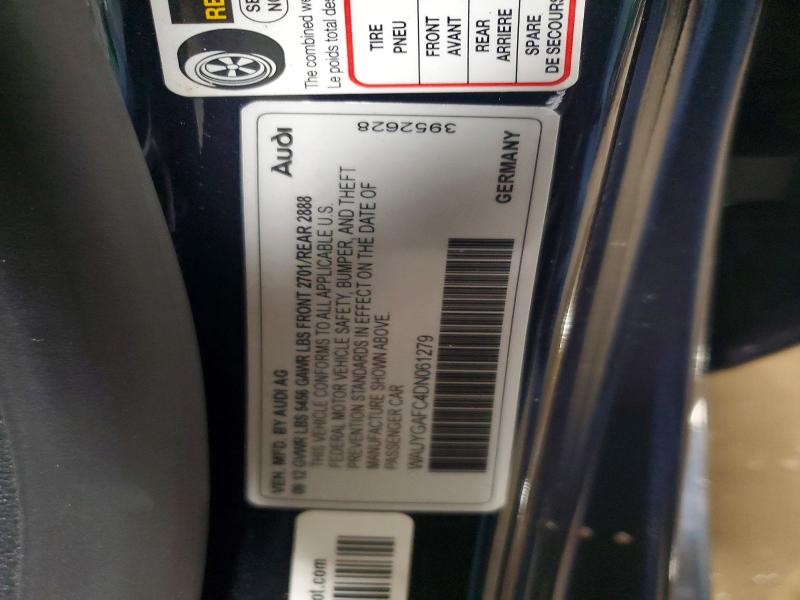 2013 Audi A7 მანქანა იყიდება აუქციონზე, vin: WAUYGAFC4DN061279, აუქციონის ნომერი: 68510246