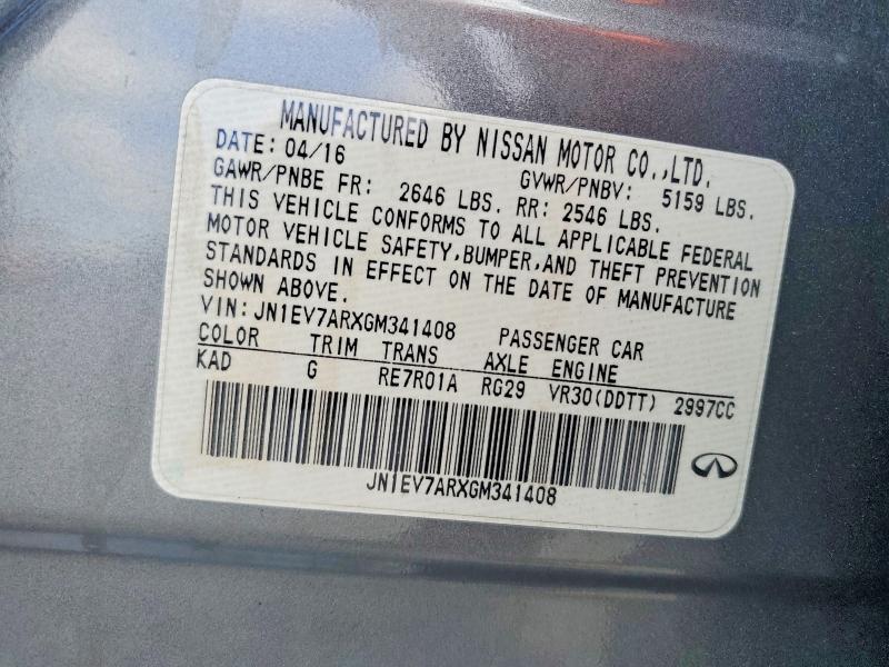 Aukcja sprzedaży 2016 Infiniti Q50, vin: JN1EV7ARXGM341408, numer aukcji: 67712806