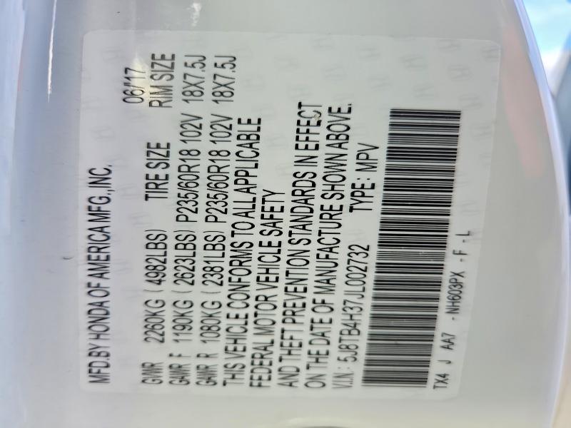 68423286 :رقم المزاد ، 5J8TB4H37JL002732 vin ، 2018 Acura Rdx مزاد بيع