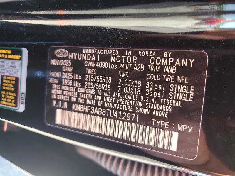 70785246 :رقم المزاد ، KM8HF3AB8TU412971 vin ، 2026 Hyundai Kona مزاد بيع