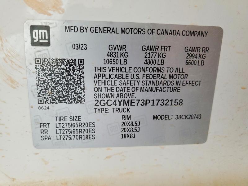 Aukcja sprzedaży 2023 Chevrolet Silverado, vin: 2GC4YME73P1732158, numer aukcji: 66831426