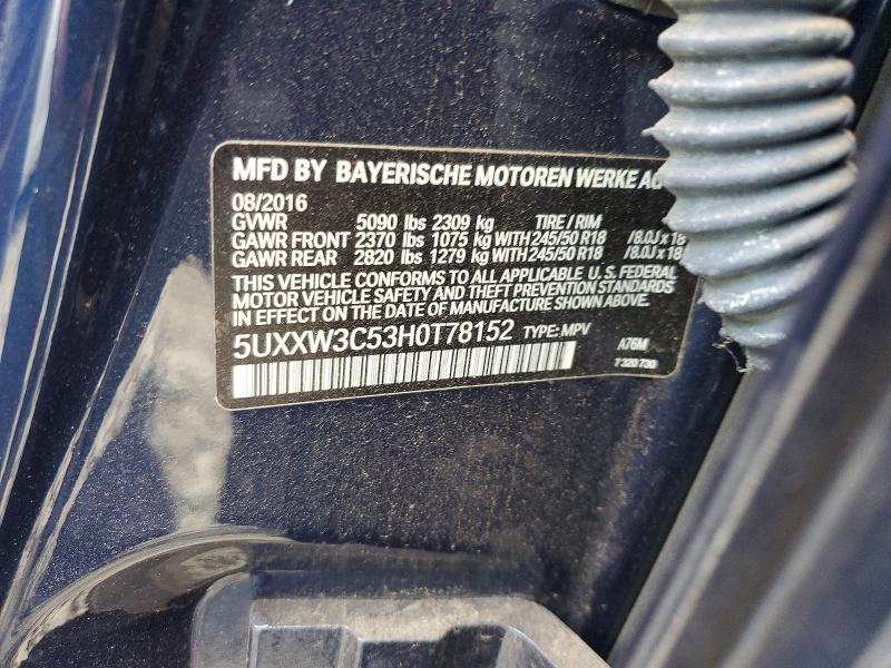 69905716 :رقم المزاد ، 5UXXW3C53H0T78152 vin ، 2017 Bmw X4 مزاد بيع