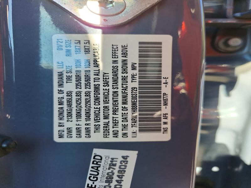69024686 :رقم المزاد ، 7FARW1H88ME003729 vin ، 2021 Honda Cr-v مزاد بيع