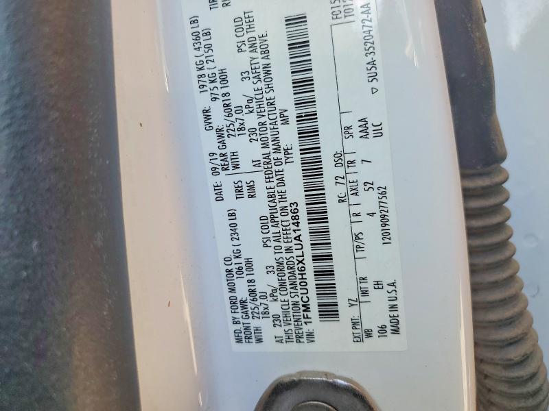 67904466 :رقم المزاد ، 1FMCU0H6XLUA14863 vin ، 2020 Ford Escape مزاد بيع