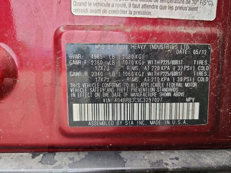 Aukcja sprzedaży 2012 Subaru Outback, vin: 4S4BRBJC9C3297027, numer aukcji: 68608526