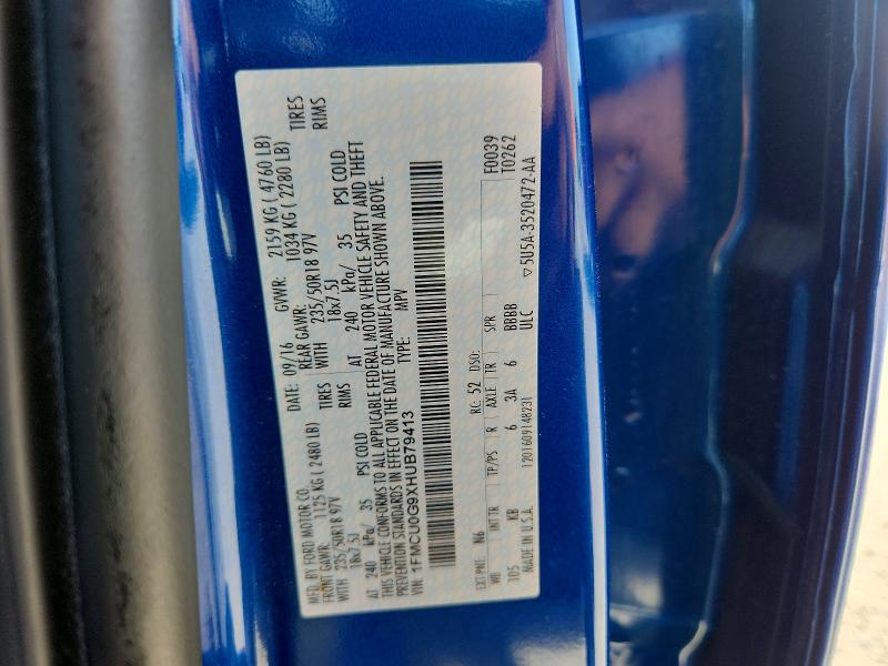 Aukcja sprzedaży 2017 Ford Escape, vin: 1FMCU0G9XHUB79413, numer aukcji: 69184586