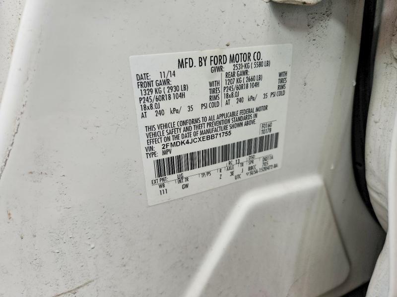 70551006 :رقم المزاد ، 2FMDK4JCXEBB71755 vin ، 2014 Ford Edge مزاد بيع