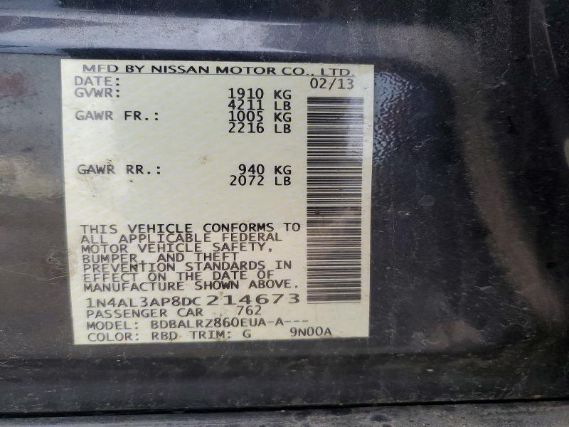 Aukcja sprzedaży 2013 Nissan Altima, vin: 1N4AL3AP8DC214673, numer aukcji: 69244796