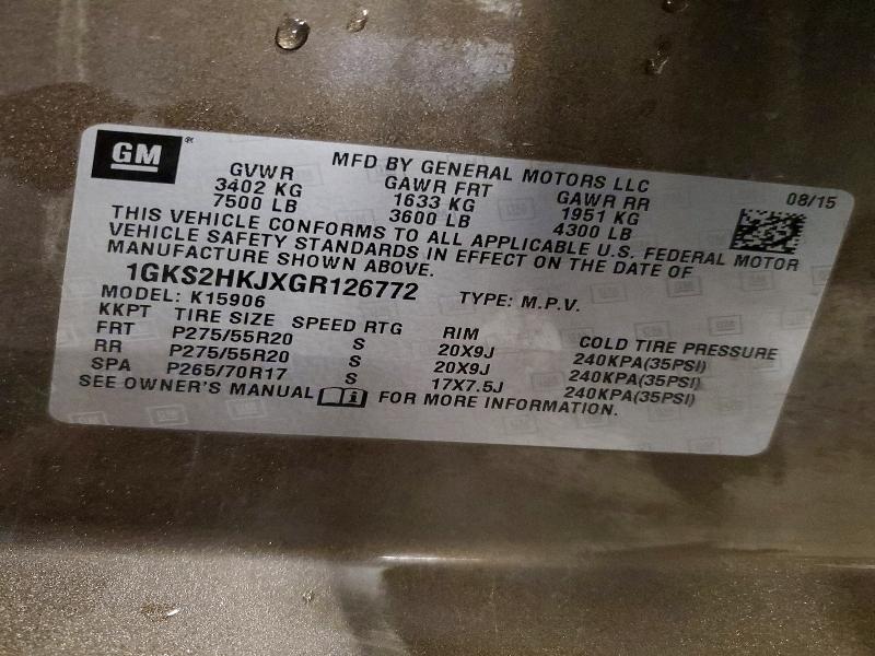 Продаж на аукціоні авто 2016 Gmc Yukon Xl, vin: 1GKS2HKJXGR126772, номер лоту: 67716476