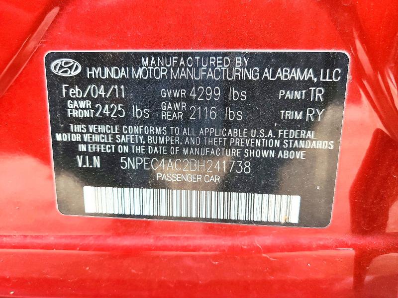 Aukcja sprzedaży 2011 Hyundai Sonata, vin: 5NPEC4AC2BH241738, numer aukcji: 69752926