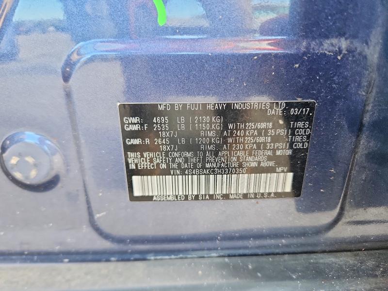 Aukcja sprzedaży 2017 Subaru Outback, vin: 4S4BSAKC3H3370350, numer aukcji: 67106756