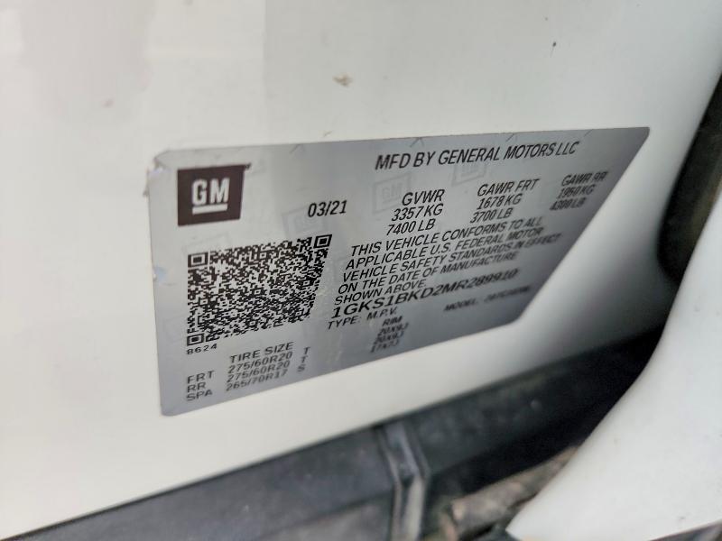 Aukcja sprzedaży 2021 Gmc Yukon, vin: 1GKS1BKD2MR289910, numer aukcji: 69822366