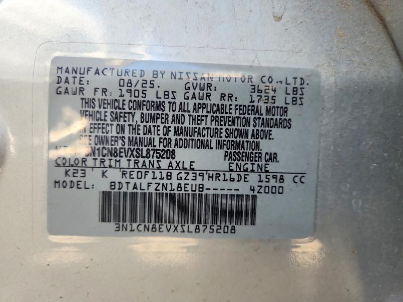 70317396 :رقم المزاد ، 3N1CN8EVXSL875208 vin ، 2025 Nissan Versa مزاد بيع