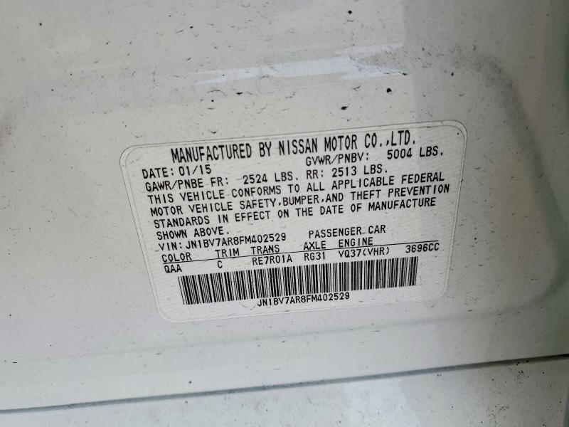 Aukcja sprzedaży 2015 Infiniti Q50, vin: JN1BV7AR8FM402529, numer aukcji: 67222266