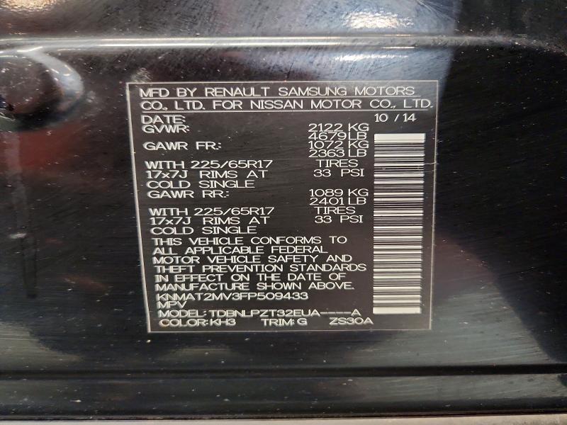 Auction sale of the 2015 Nissan Rogue, vin: KNMAT2MV3FP509433, lot number: 70887186