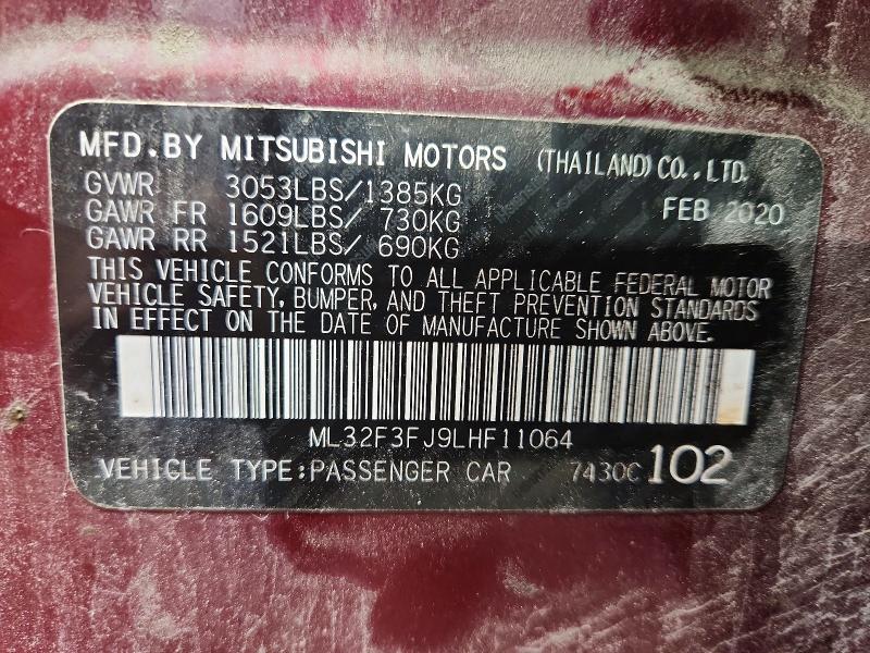 Продажа на аукционе авто 2020 Mitsubishi Mirage, vin: ML32F3FJ9LHF11064, номер лота: 67562826