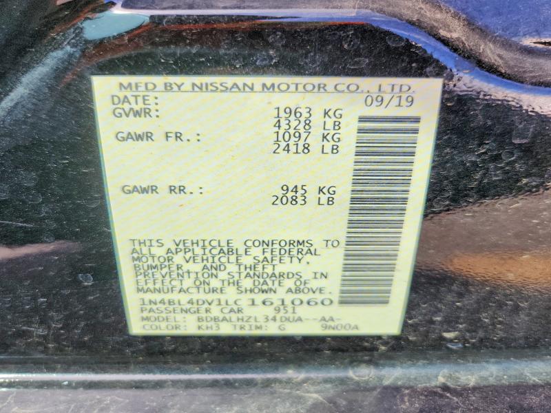 Aukcja sprzedaży 2020 Nissan Altima, vin: 1N4BL4DV1LC161060, numer aukcji: 68259986