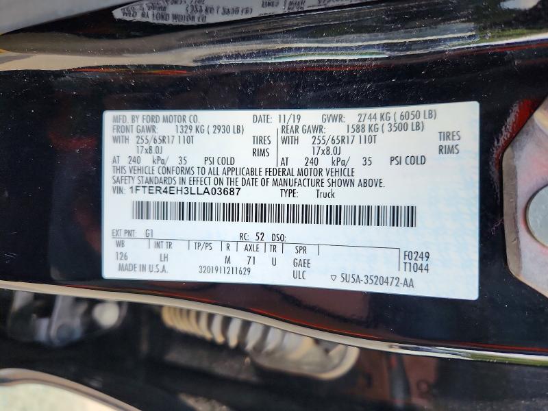 2020 Ford Ranger მანქანა იყიდება აუქციონზე, vin: 1FTER4EH3LLA03687        , აუქციონის ნომერი: 68837386