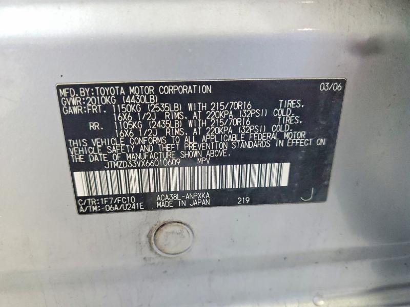 Aukcja sprzedaży 2006 Toyota Rav4, vin: JTMZD33VX66010609, numer aukcji: 70918066