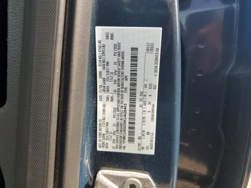 Aukcja sprzedaży 2019 Ford Escape, vin: 1FMCU9GD9KUA28403, numer aukcji: 68523006