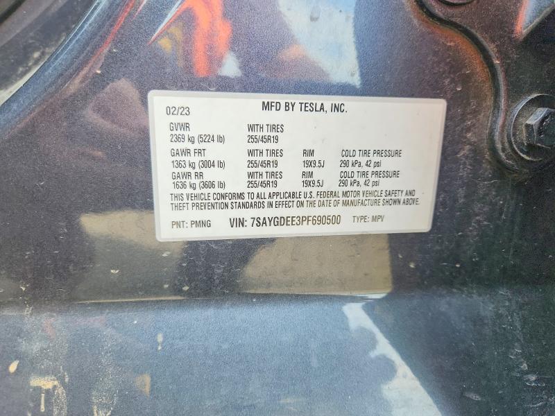67361696 :رقم المزاد ، 7SAYGDEE3PF690500 vin ، 2023 Tesla Model Y مزاد بيع