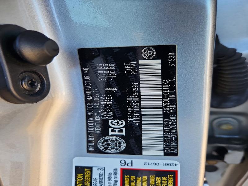 Продажа на аукционе авто 2017 Toyota Camry, vin: 4T1BF1FK5HU756994, номер лота: 67263556