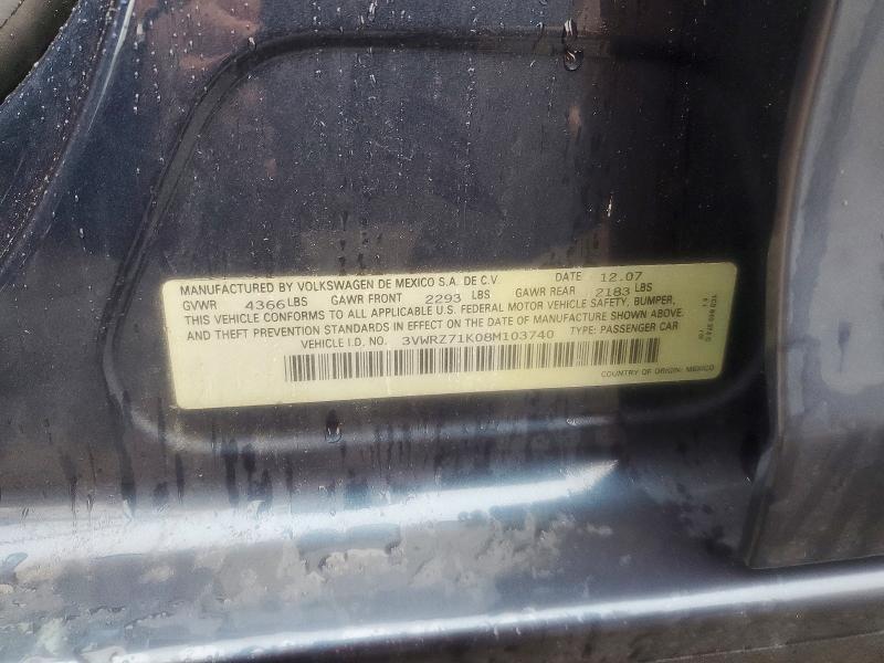 68580196 :رقم المزاد ، 3VWRZ71K08M103740 vin ، 2008 Volkswagen Jetta مزاد بيع