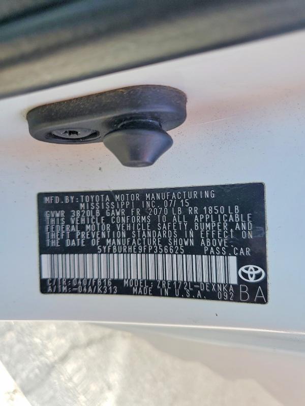 Продаж на аукціоні авто 2015 Toyota Corolla, vin: 5YFBURHE9FP356625, номер лоту: 68882556