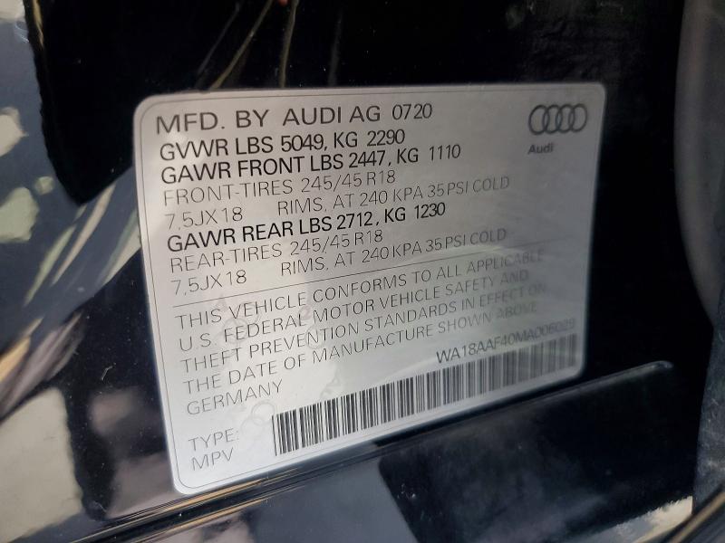 Продаж на аукціоні авто 2021 Audi A4 Allroad, vin: WA18AAF40MA005029, номер лоту: 70484996