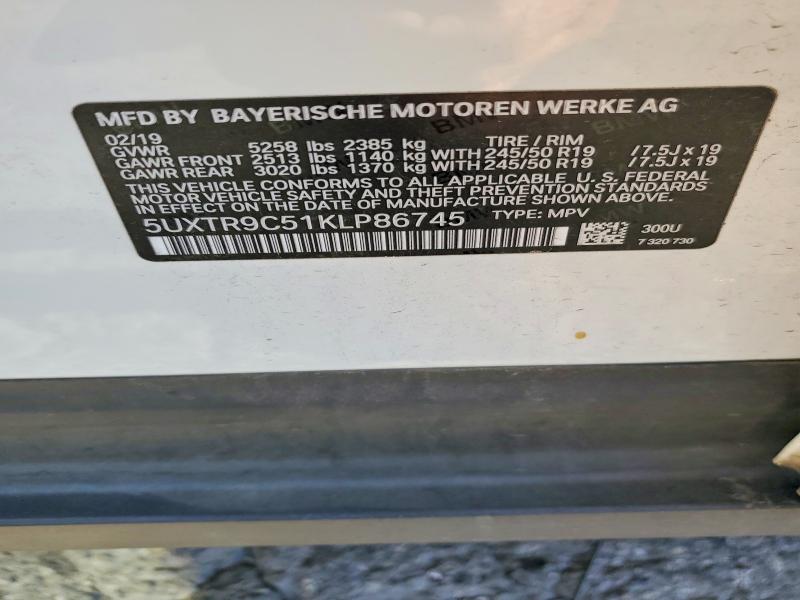 Aukcja sprzedaży 2019 Bmw X3, vin: 5UXTR9C51KLP86745, numer aukcji: 66451116
