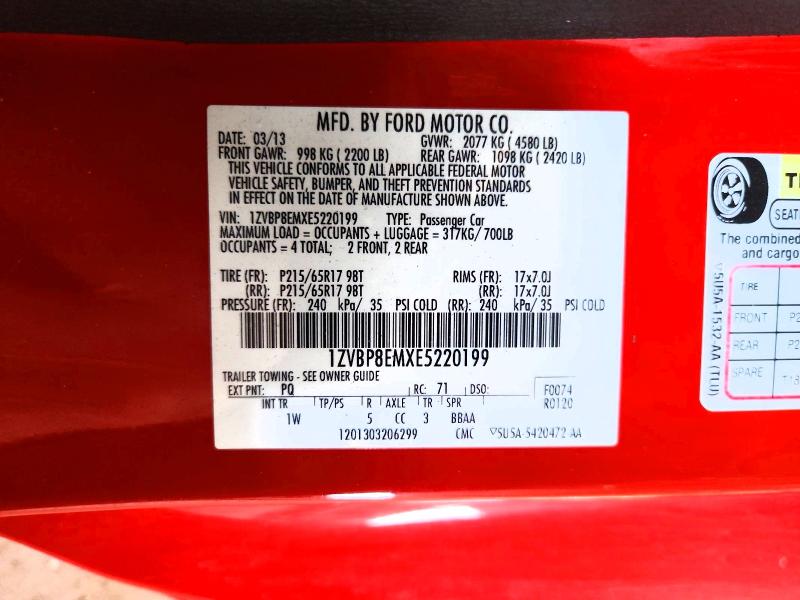 Aukcja sprzedaży 2014 Ford Mustang, vin: 1ZVBP8EMXE5220199, numer aukcji: 70562146