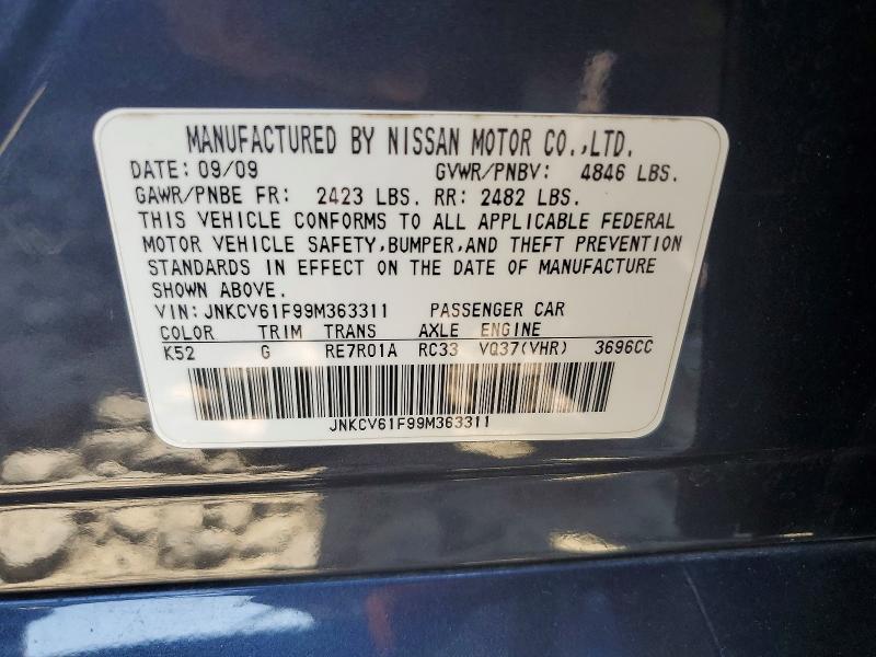 Auction sale of the 2009 Infiniti G37 Sedan, vin: JNKCV61F99M363311, lot number: 69465736