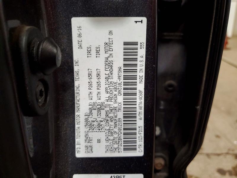70163426 :رقم المزاد ، 5TFDZ5BN7GX012189 vin ، 2016 Toyota Tacoma مزاد بيع