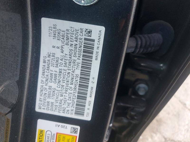 Продаж на аукціоні авто 2024 Honda Civic, vin: 2HGFE2F53RH524795, номер лоту: 68790196