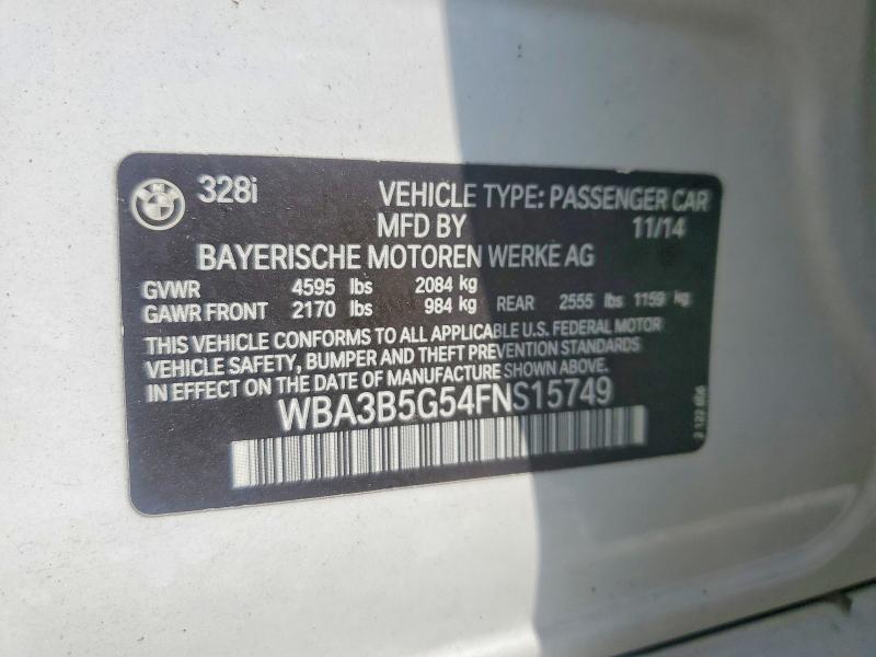 Aukcja sprzedaży 2015 Bmw 328, vin: WBA3B5G54FNS15749, numer aukcji: 66039276