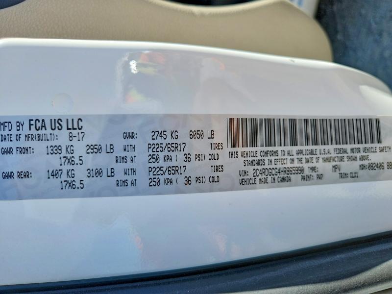 2017 Dodge Grand Caravan მანქანა იყიდება აუქციონზე, vin: 2C4RDGCG4HR865990, აუქციონის ნომერი: 70663226
