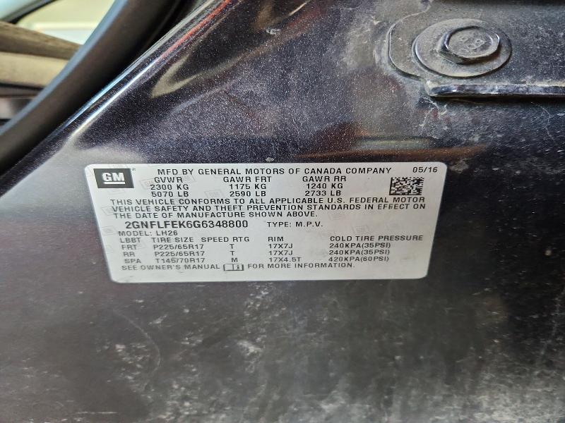 Aukcja sprzedaży 2016 Chevrolet Equinox, vin: 2GNFLFEK6G6348800, numer aukcji: 69753826