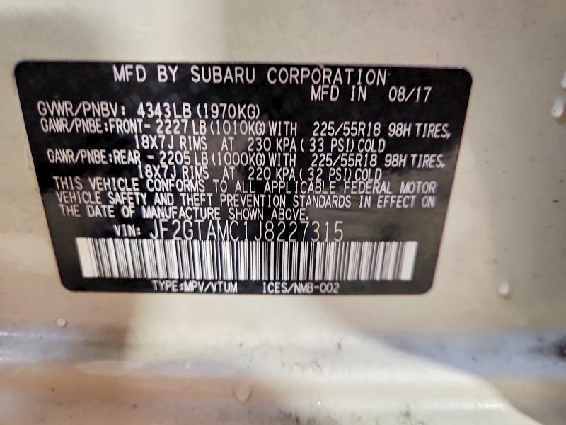 Aukcja sprzedaży 2018 Subaru Crosstrek, vin: JF2GTAMC1J8227315, numer aukcji: 67420656
