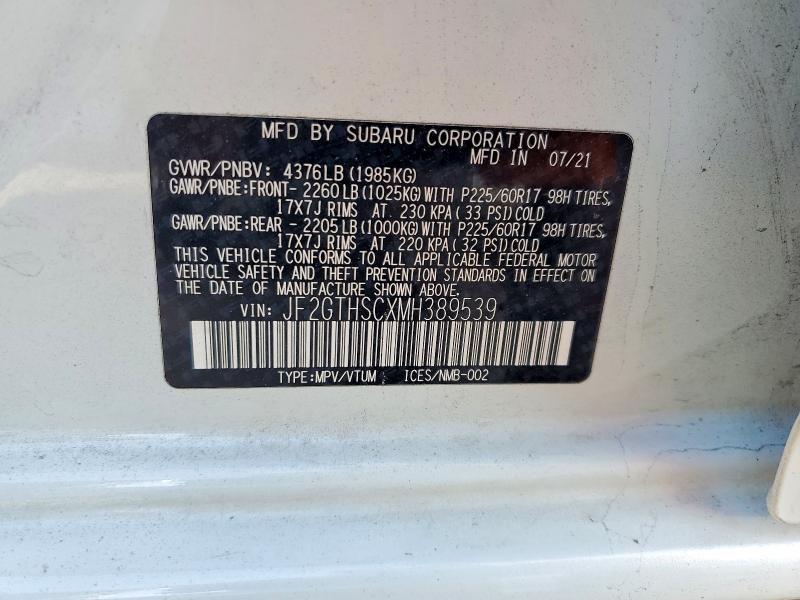67718466 :رقم المزاد ، JF2GTHSCXMH389539 vin ، 2021 Subaru Crosstrek مزاد بيع