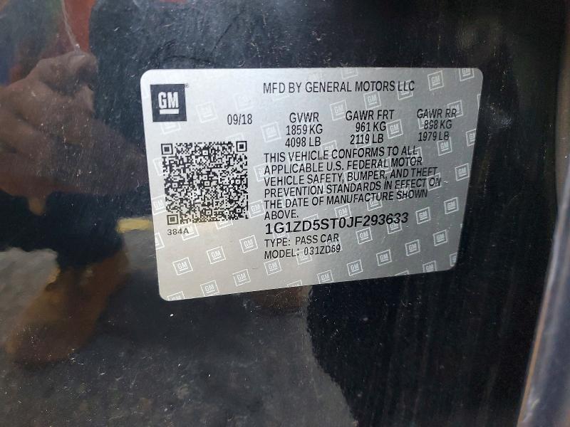 68585186 :رقم المزاد ، 1G1ZD5ST0JF293633 vin ، 2018 Chevrolet Malibu مزاد بيع